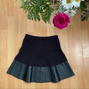 BCBGMaxazria Black Ingrid Skirt With Faux Leather